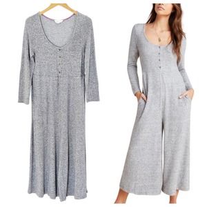 Anthropologie Marisa Hacci Sleep Jumpsuit Wide Leg Soft jersey Gray Grey Medium